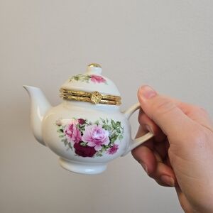 Pink Flower Teapot Trinket Box Formalities by Baum Brothers